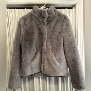 Gray Faux Fur Jacket EUC